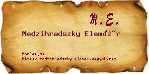 Medzihradszky Elemér névjegykártya
